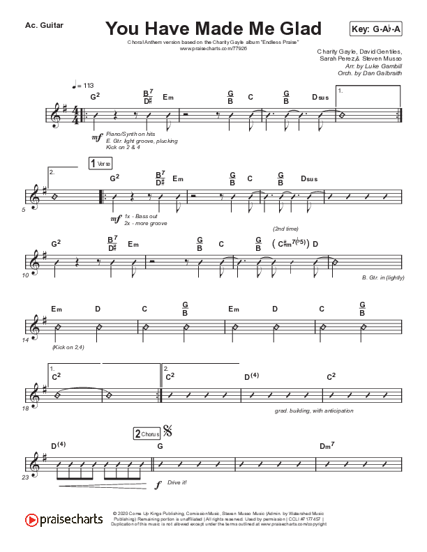 You Have Made Me Glad (Choral Anthem SATB) Acoustic Guitar (Arr. Luke Gambill / Charity Gayle)