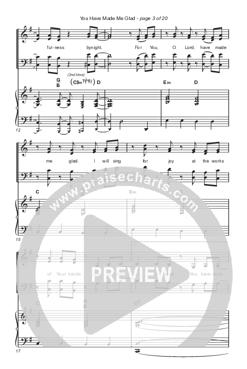 You Have Made Me Glad (Choral Anthem SATB) Octavo (SATB & Pno) (Arr. Luke Gambill / Charity Gayle)