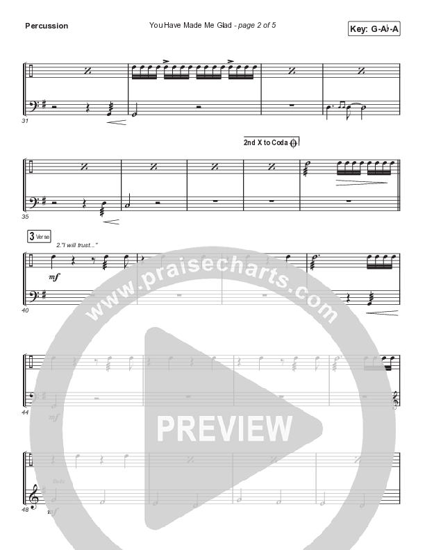 You Have Made Me Glad (Choral Anthem SATB) Percussion (Arr. Luke Gambill / Charity Gayle)