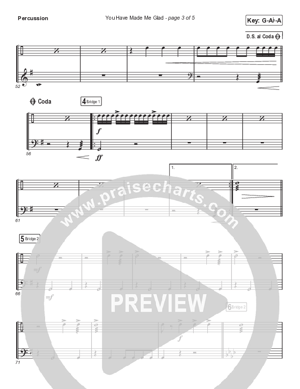 You Have Made Me Glad (Choral Anthem SATB) Percussion (Arr. Luke Gambill / Charity Gayle)