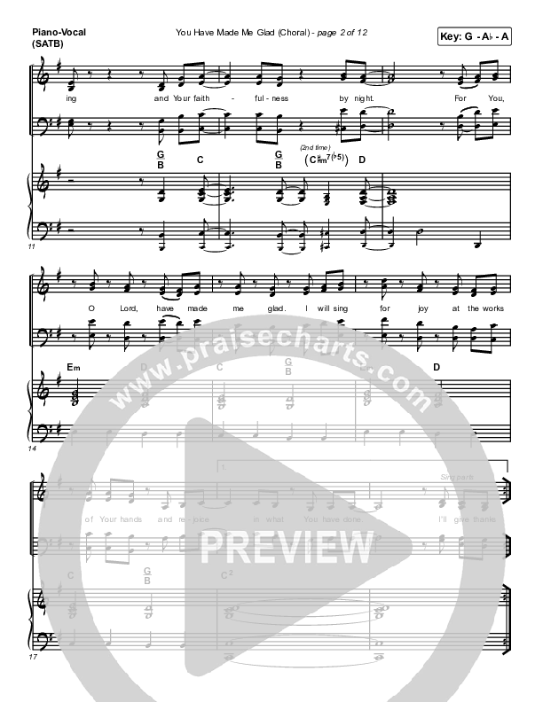You Have Made Me Glad (Choral Anthem SATB) Piano/Vocal (SATB) (Arr. Luke Gambill / Charity Gayle)