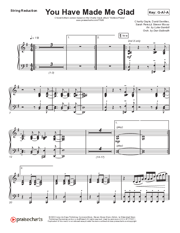 You Have Made Me Glad (Choral Anthem SATB) String Reduction (Arr. Luke Gambill / Charity Gayle)
