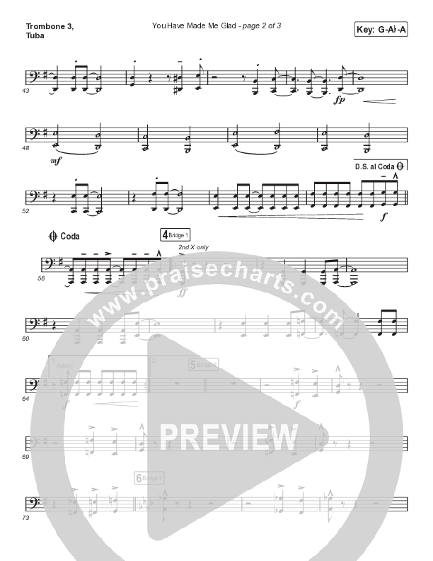 You Have Made Me Glad (Choral Anthem SATB) Trombone 3/Tuba (Arr. Luke Gambill / Charity Gayle)