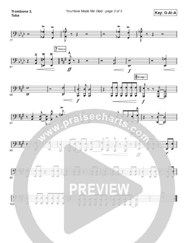 You Have Made Me Glad (Choral Anthem SATB) Trombone 3/Tuba (Arr. Luke Gambill / Charity Gayle)
