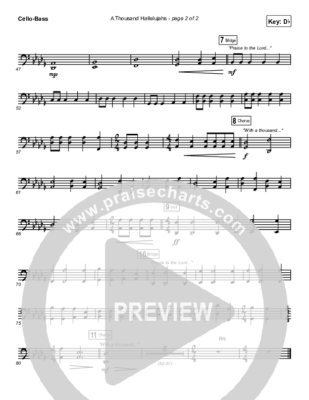 A Thousand Hallelujahs (Live) Cello/Bass (Brooke Ligertwood)