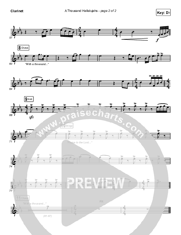 A Thousand Hallelujahs (Live) Clarinet 1,2 (Brooke Ligertwood)