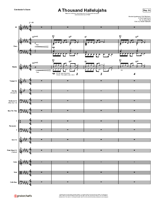 A Thousand Hallelujahs (Live) Conductor's Score (Brooke Ligertwood)