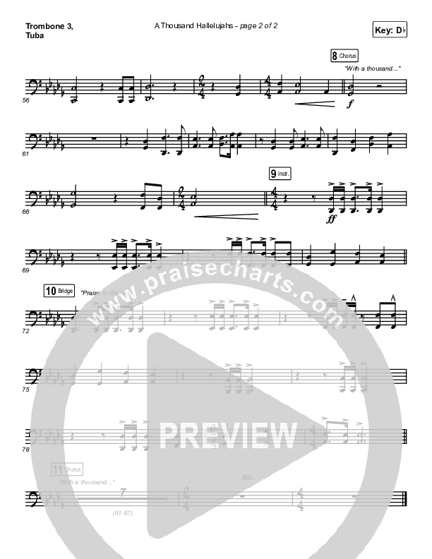 A Thousand Hallelujahs (Live) Trombone 3/Tuba (Brooke Ligertwood)