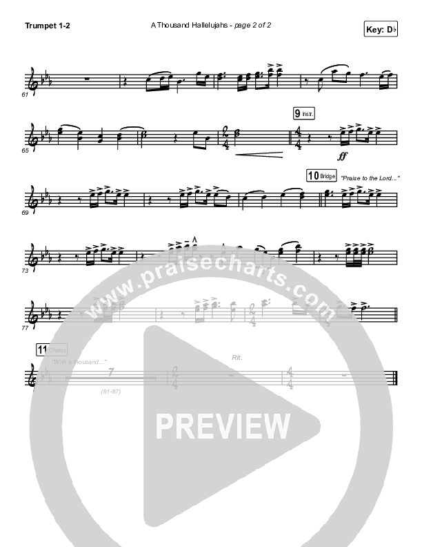 A Thousand Hallelujahs (Live) Trumpet 1,2 (Brooke Ligertwood)
