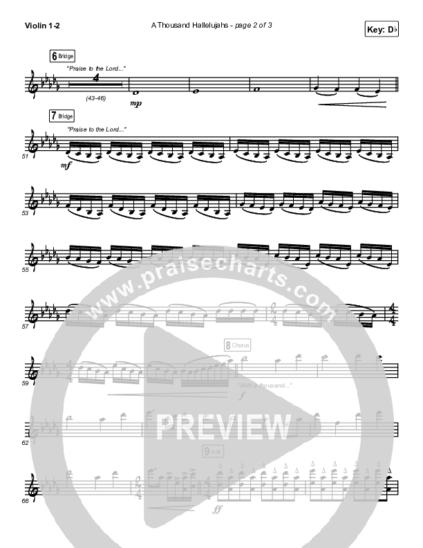 A Thousand Hallelujahs (Live) Violin 1,2 (Brooke Ligertwood)