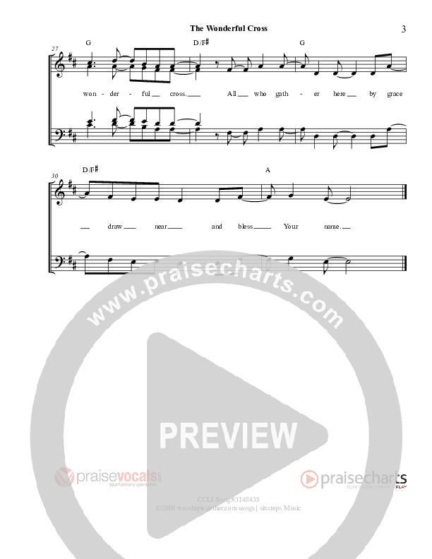 The Wonderful Cross Lead Sheet (PraiseVocals)
