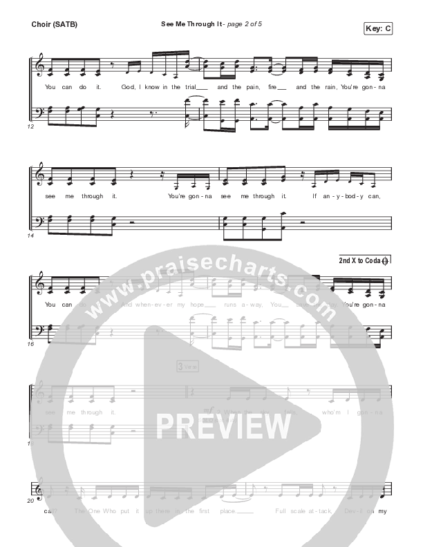 See Me Through It Choir Sheet (SATB) (Brandon Heath)