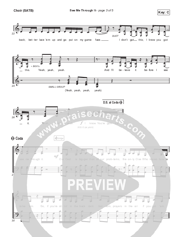 See Me Through It Choir Sheet (SATB) (Brandon Heath)