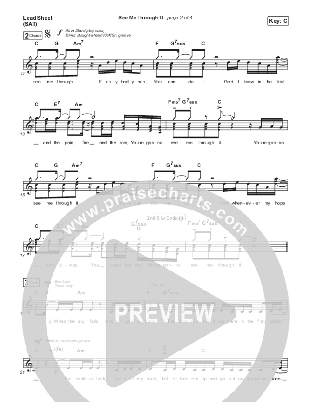 See Me Through It Lead Sheet (SAT) (Brandon Heath)
