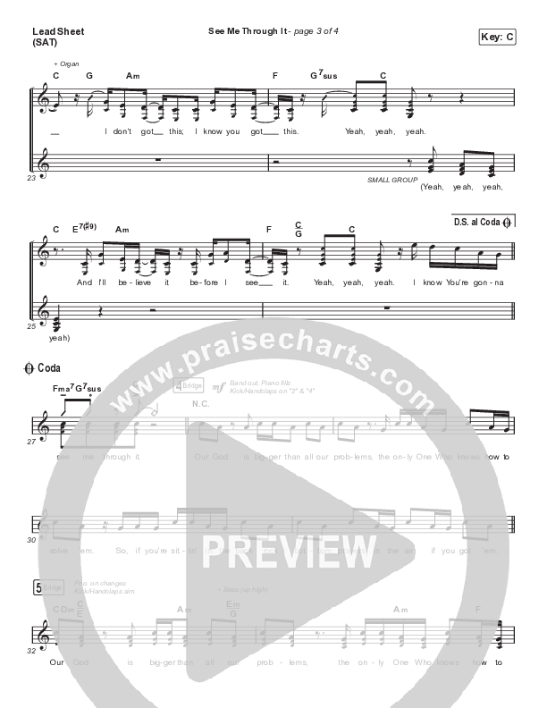 See Me Through It Lead Sheet (SAT) (Brandon Heath)