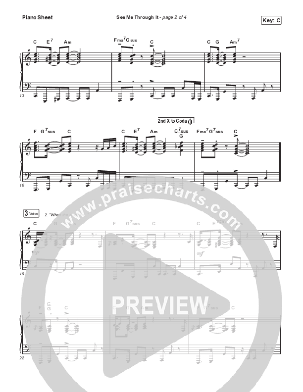 See Me Through It Piano Sheet (Brandon Heath)