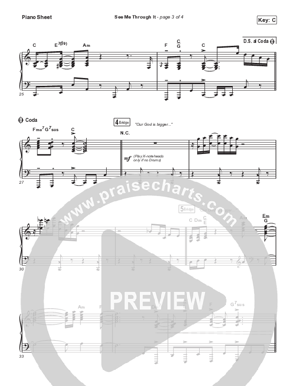 See Me Through It Piano Sheet (Brandon Heath)