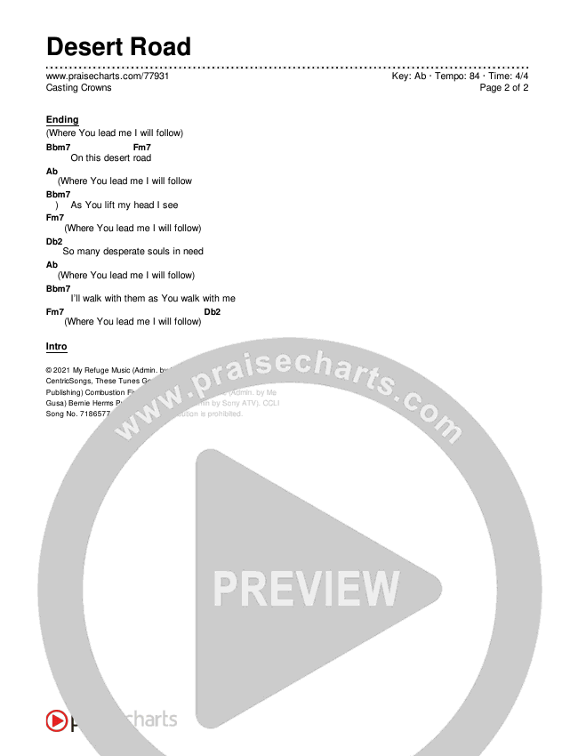 Desert Road Chords & Lyrics (Casting Crowns)