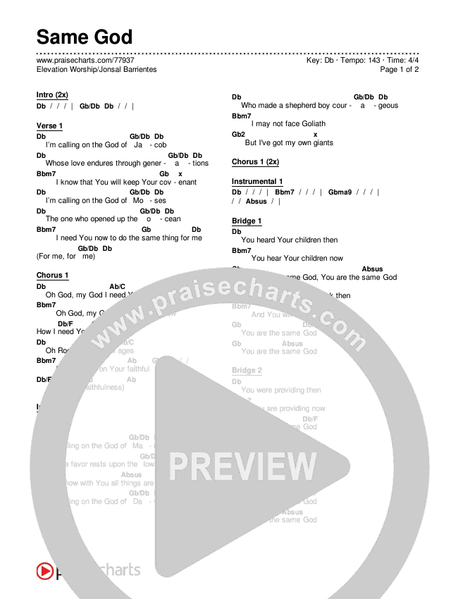 Same God Chords & Lyrics (Elevation Worship / Jonsal Barrientes)