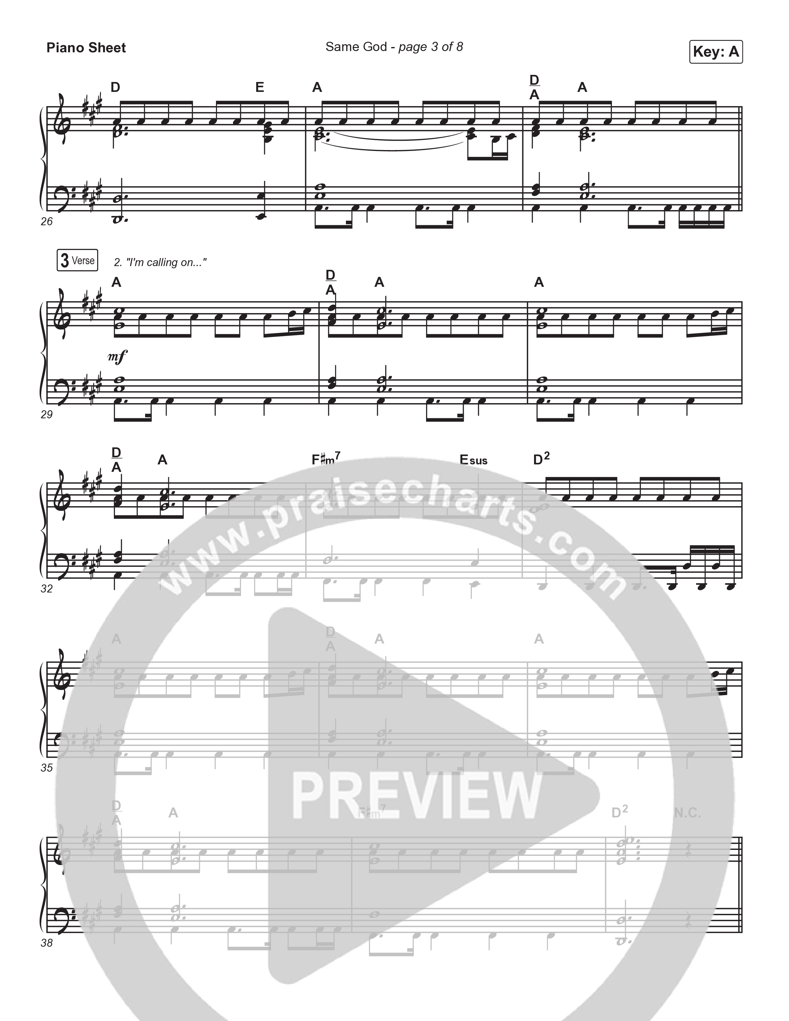 Same God Piano Sheet (Elevation Worship / Jonsal Barrientes)