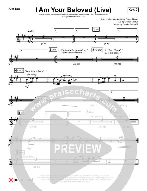 I Am Your Beloved (Live) Sax Pack (Jonathan David Helser / Melissa Helser)