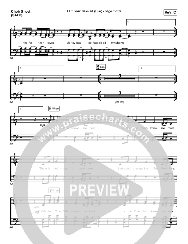 I Am Your Beloved (Live) Choir Sheet (SATB) (Jonathan David Helser / Melissa Helser)