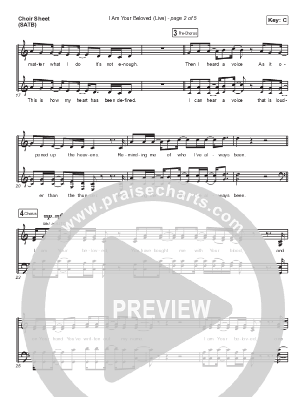I Am Your Beloved (Live) Choir Vocals (SATB) (Jonathan David Helser / Melissa Helser)