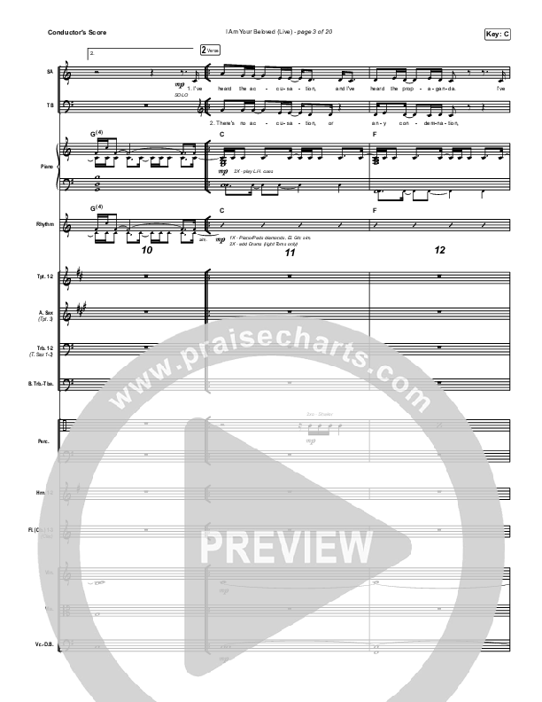 I Am Your Beloved (Live) Conductor's Score (Jonathan David Helser / Melissa Helser)