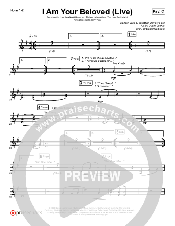 I Am Your Beloved (Live) French Horn 1/2 (Jonathan David Helser / Melissa Helser)