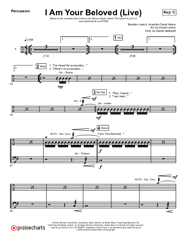 I Am Your Beloved (Live) Percussion (Jonathan David Helser / Melissa Helser)