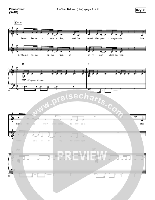 I Am Your Beloved (Live) Piano/Vocal (SATB) (Jonathan David Helser / Melissa Helser)