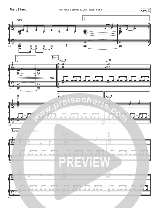 I Am Your Beloved (Live) Piano Sheet (Jonathan David Helser / Melissa Helser)