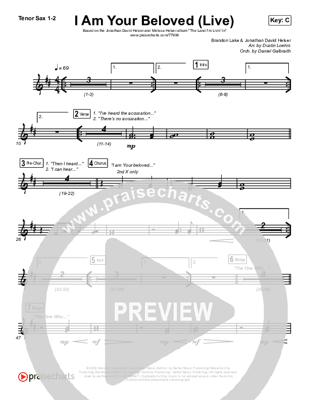 I Am Your Beloved (Live) Tenor Sax 1/2 (Jonathan David Helser / Melissa Helser)