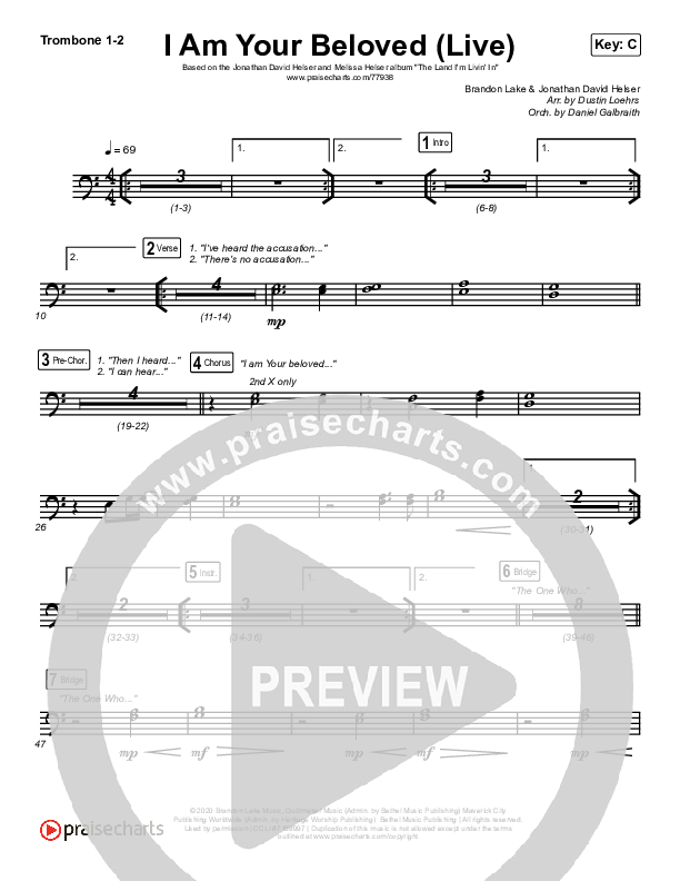 I Am Your Beloved (Live) Trombone 1/2 (Jonathan David Helser / Melissa Helser)