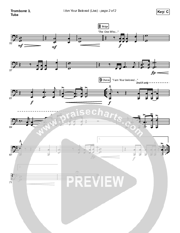 I Am Your Beloved (Live) Trombone 3/Tuba (Jonathan David Helser / Melissa Helser)