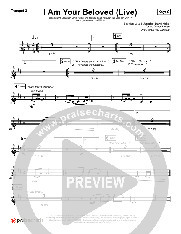 I Am Your Beloved (Live) Trumpet 3 (Jonathan David Helser / Melissa Helser)