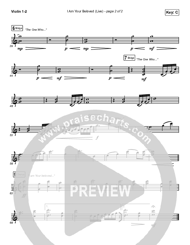 I Am Your Beloved (Live) Violin 1/2 (Jonathan David Helser / Melissa Helser)