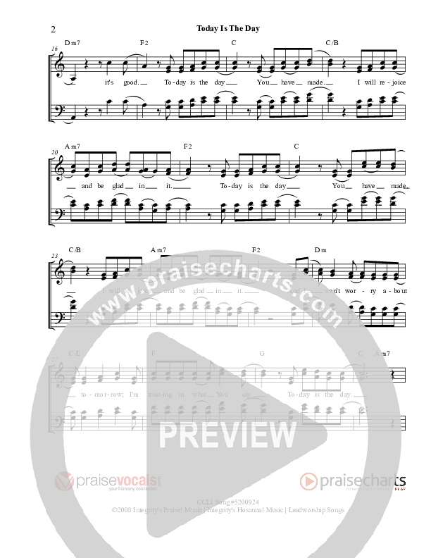 Today Is The Day Lead Sheet (PraiseVocals)