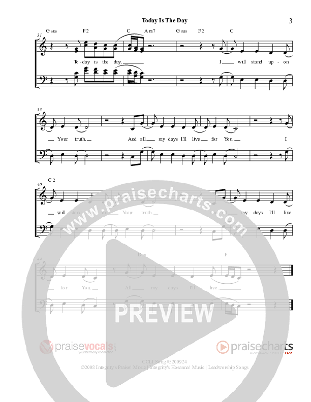 Today Is The Day Lead Sheet (PraiseVocals)