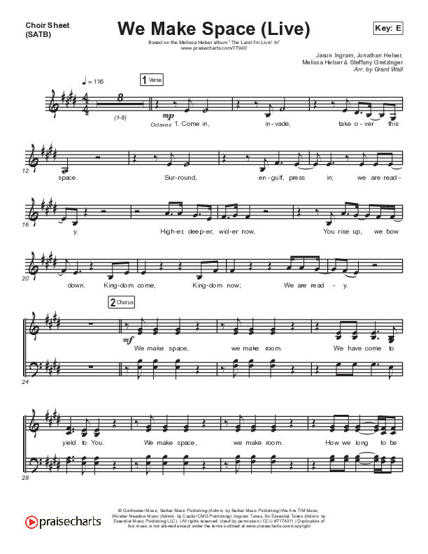 We Make Space (Live) Choir Vocals (SATB) (Melissa Helser)