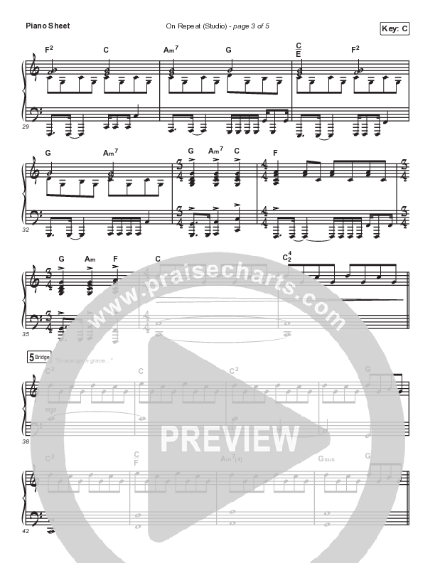 On Repeat (Studio) Piano Sheet (Hillsong UNITED)