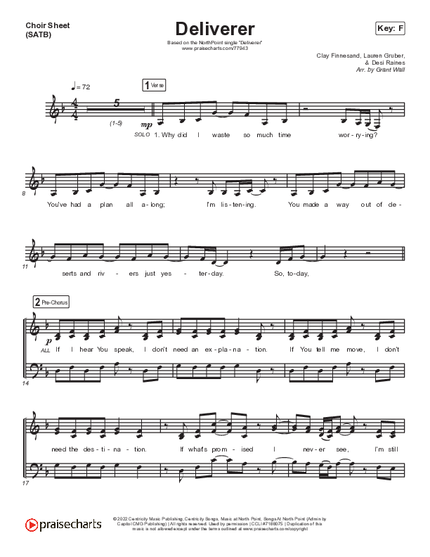 Deliverer (Live) Choir Vocals (SATB) (North Point Worship / Lauren Lee)