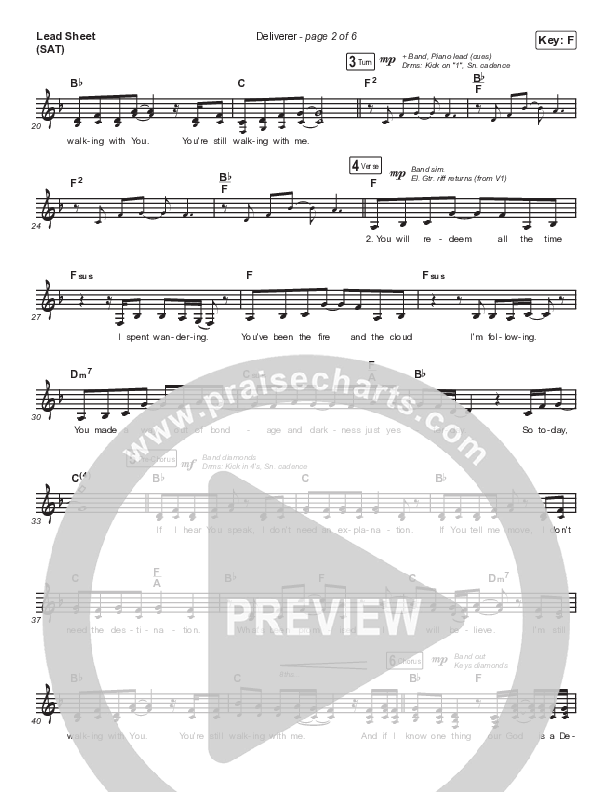 Deliverer (Live) Lead Sheet (SAT) (North Point Worship / Lauren Lee)