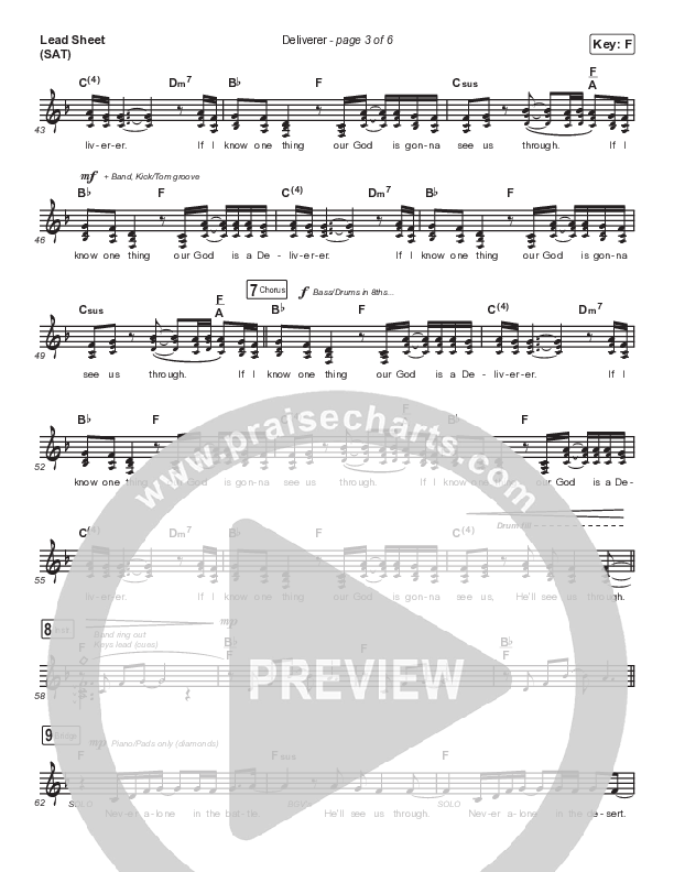 Deliverer (Live) Lead Sheet (SAT) (North Point Worship / Lauren Lee)