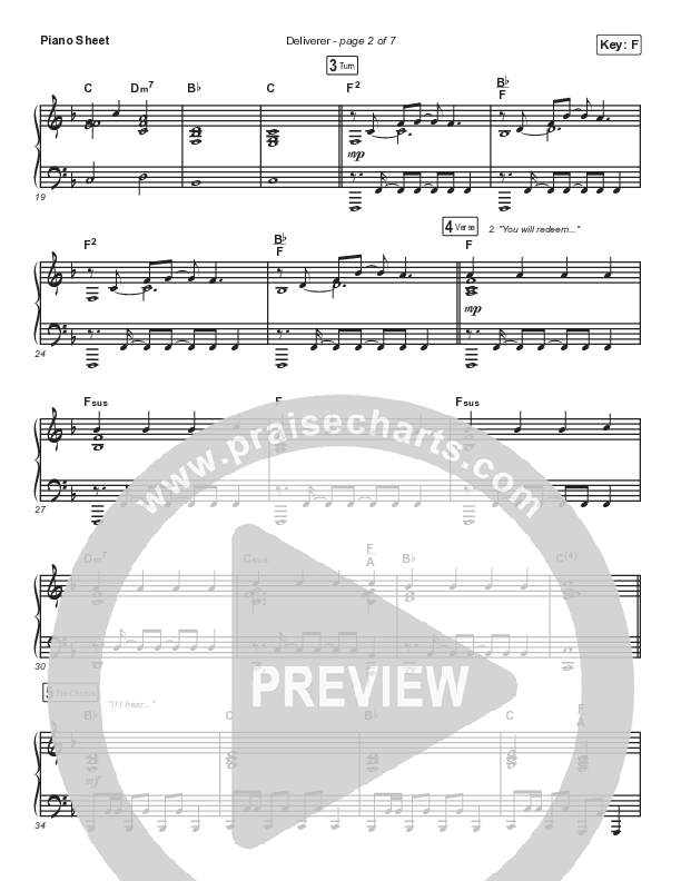 Deliverer (Live) Piano Sheet (North Point Worship / Lauren Lee)