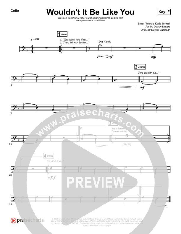 Wouldn't It Be Like You (Live) Cello (Bryan & Katie Torwalt)