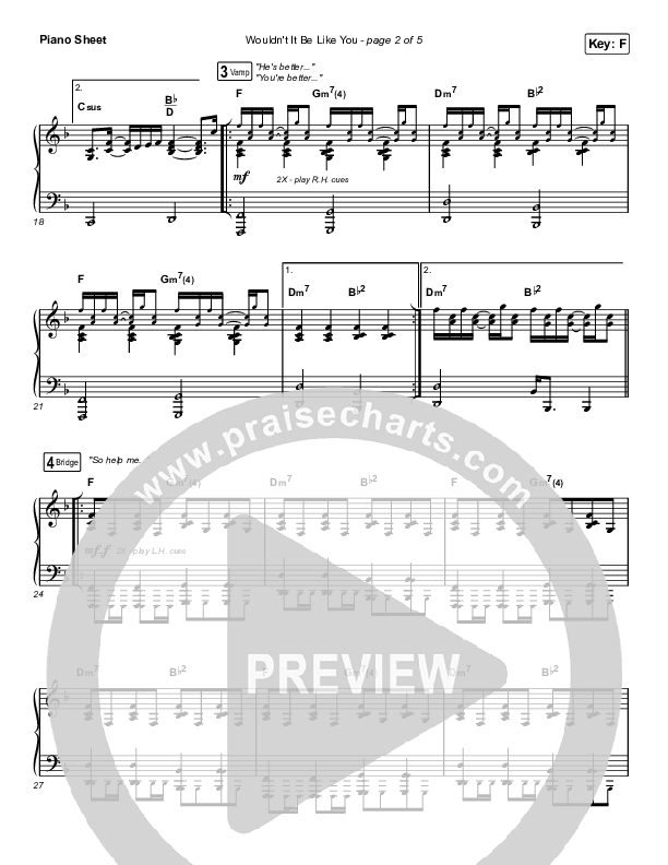 Wouldn't It Be Like You (Live) Piano Sheet (Bryan & Katie Torwalt)