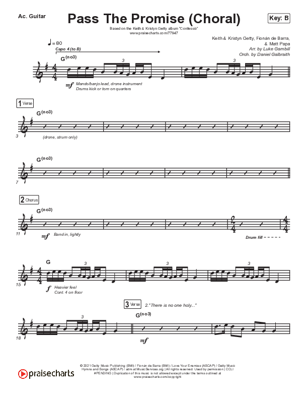 Pass The Promise (Choral Anthem SATB) Acoustic Guitar (Keith & Kristyn Getty / Sandra McCracken / Arr. Luke Gambill)