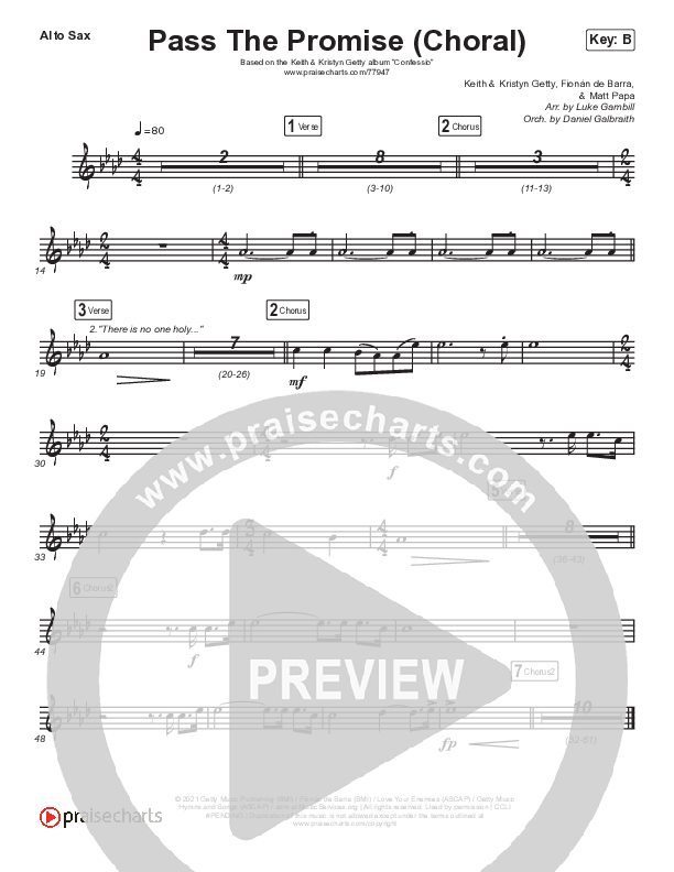 Pass The Promise (Choral Anthem SATB) Sax Pack (Keith & Kristyn Getty / Sandra McCracken / Arr. Luke Gambill)