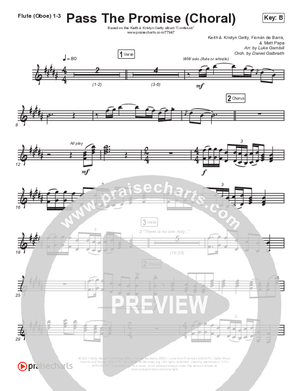 Pass The Promise (Choral Anthem SATB) Flute/Oboe 1/2/3 (Keith & Kristyn Getty / Sandra McCracken / Arr. Luke Gambill)